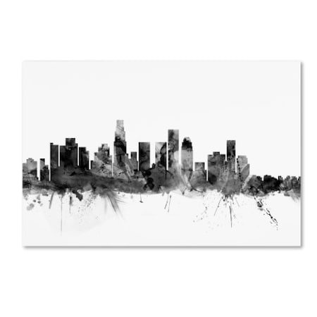 Michael Tompsett 'Los Angeles CA Skyline B&W' Canvas Art,12x19